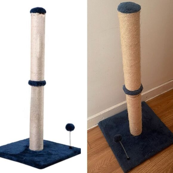 Amazon Basics 34“ Navy & Beige Tall Cat Scratching Post - Picture 1 of 15